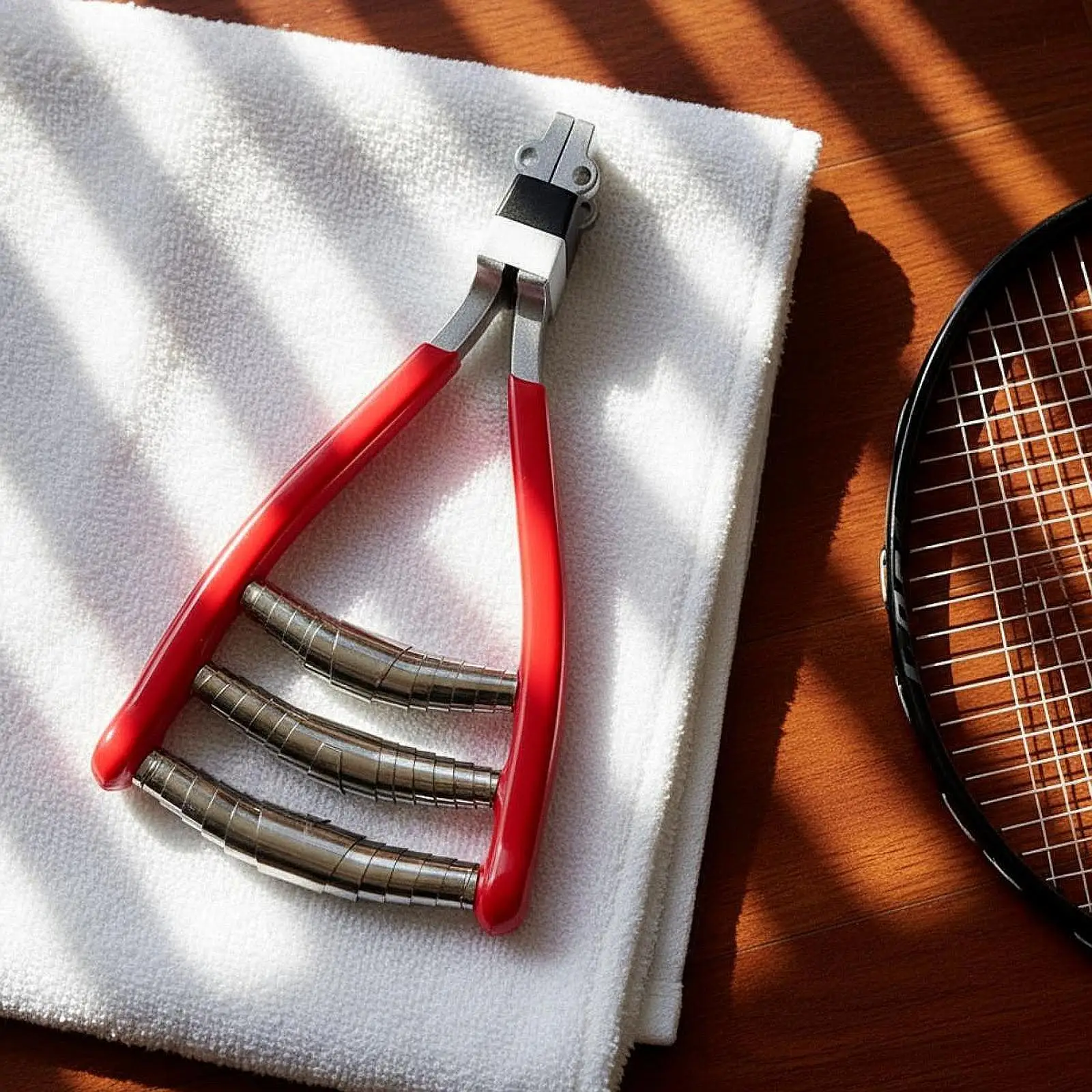 Professional Tennis Stringing Clamp Stainless Steel Starting Tool with Rubber Handle for Reliable Racket Restringing