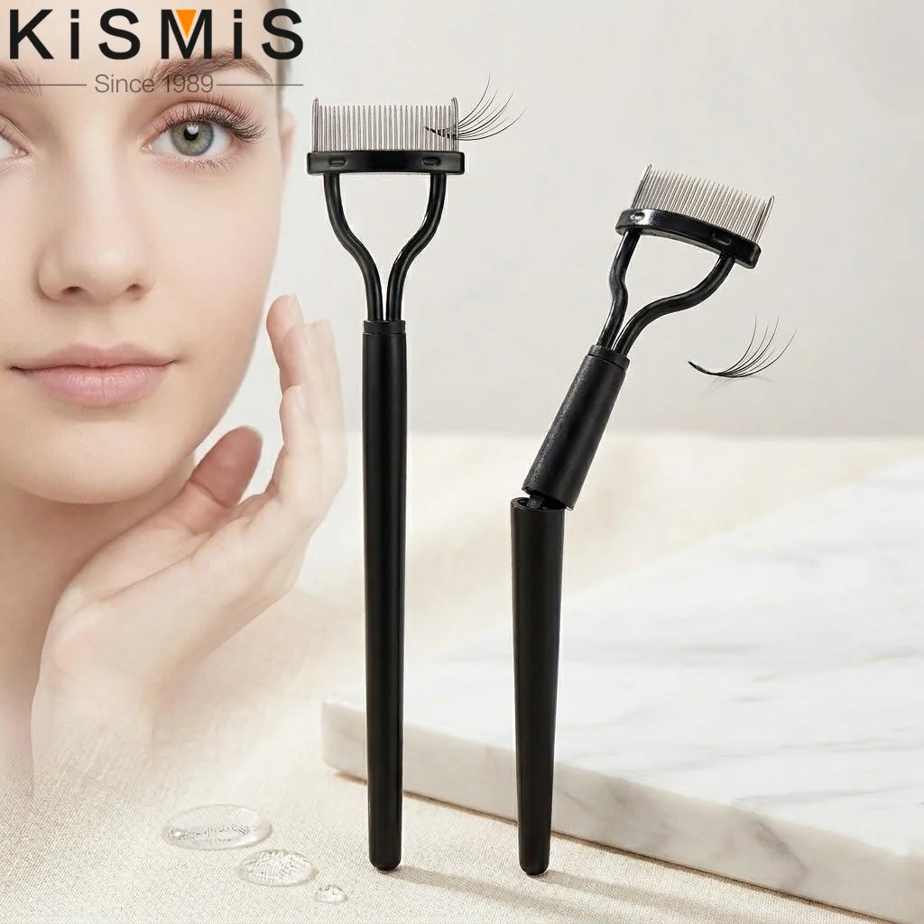 Portable Black Eyelash Curler Eyebrow Comb Mascara Applicator Beauty Tool for Perfect Eyelash Styling