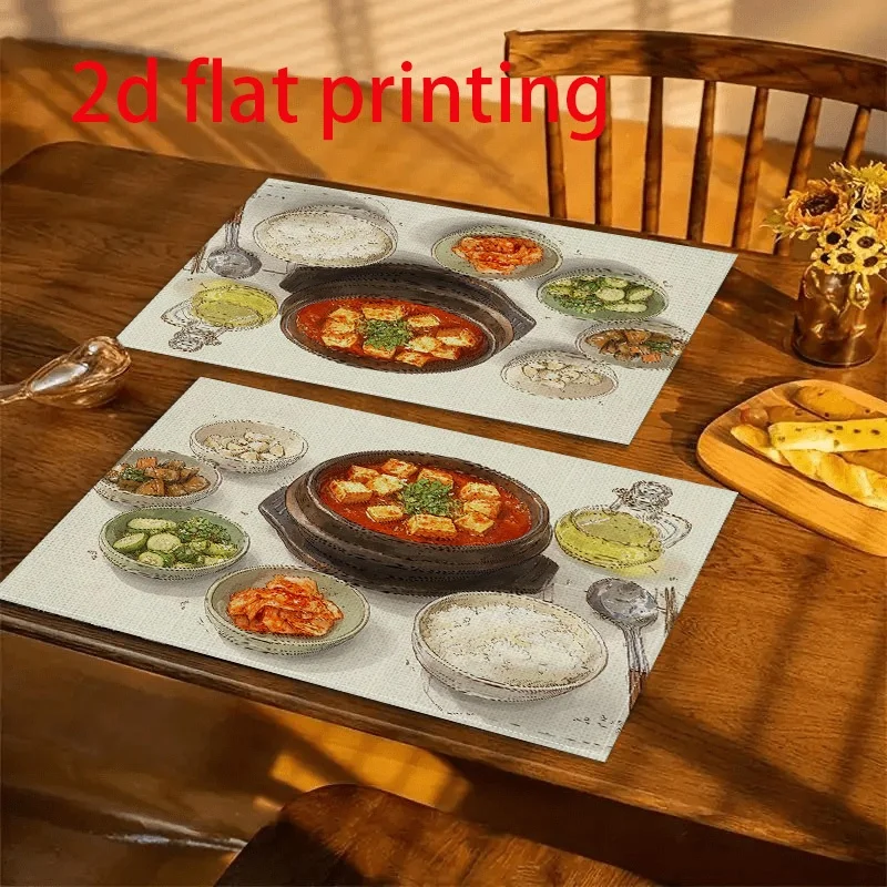 Japanese Food Linen Placemat Realistic Sushi Ramen Bowl Table Mat Heat Resistant Coaster Dining Plate Pad Kitchen Decoration