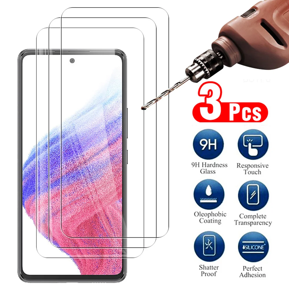 3Pcs 9D Protective Glass Case For Samsung Galaxy A53 5G Samsung A53 A52s A52 A12 A22 A32 A72 A13 4G Screen Tempered Film Cover