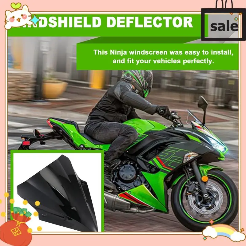 

NEW-Windshield Windscreen Double Bubble Windshield Deflector For Kawasaki Ninja 650 2017-2019 Motorcycle Accessories