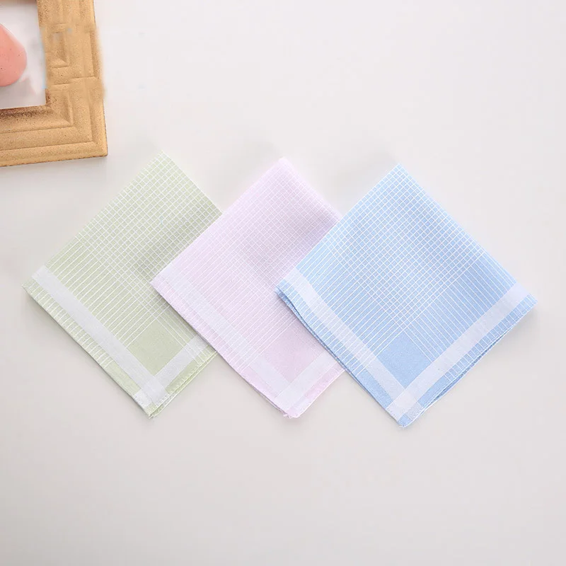 5pcs/Lot 29CM Luxury Cotton Stripe Lace Printed Women Square Handkerchief Ladies Hanky Children Baby Towel Party Christmas Gift