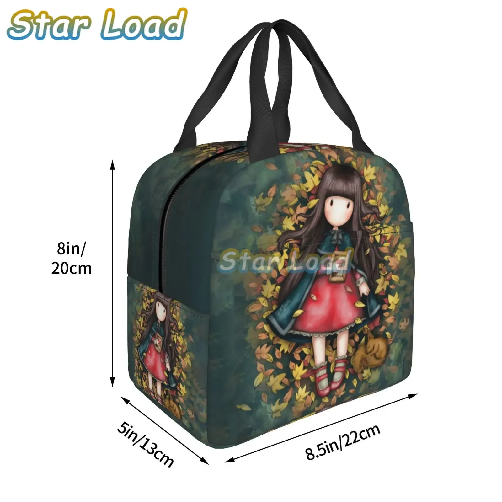 Santoro Gorjuss Doll Insulated Lunch Tote Bag for Women Cartoon Girl Portable Cooler Thermal Food Lunch Box Work School Travel