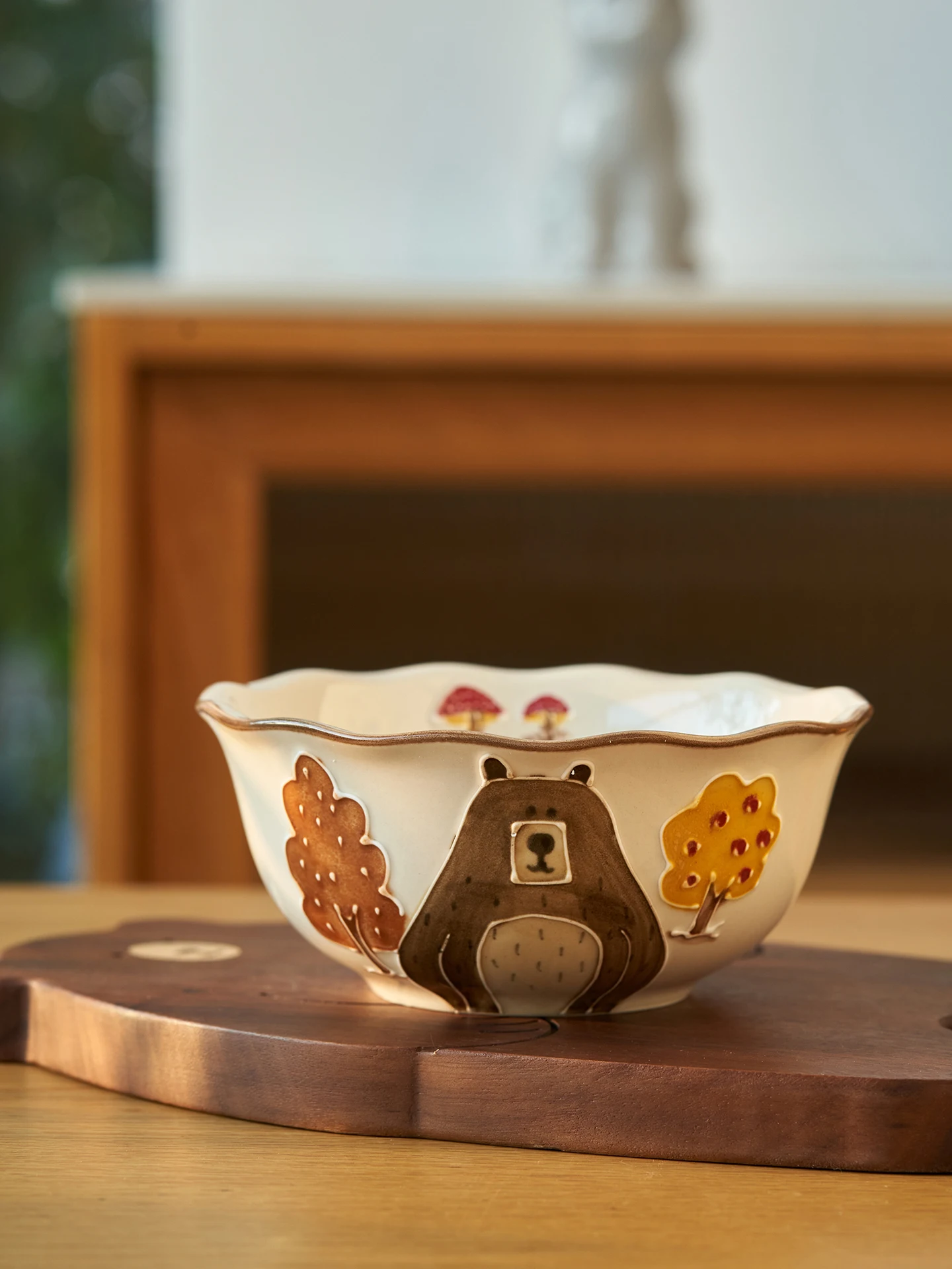 

Cute Cartoon Cerc Rice Bowl High Aesthetic Dert Breakfast Bowl for Children And Girls round ape Microwave Oven Proof