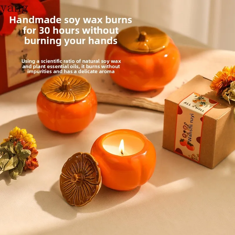 CX ceramic jar petal scented candle creative persimmon home fragrance ornament