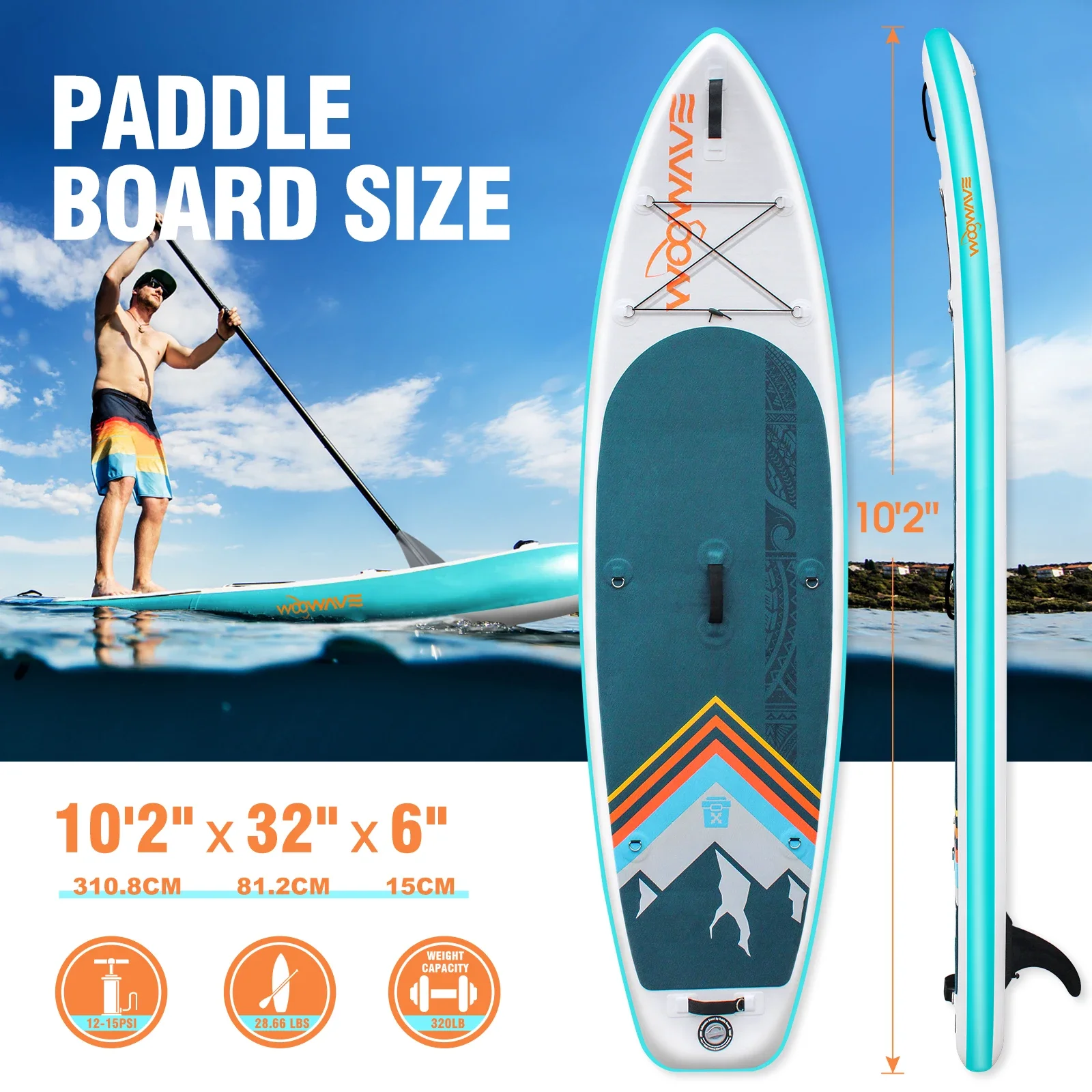 Woowave fabrik 10'2 ''neues design 10'2'' isup boards paddle board infla paddl sup board aufblasbares paddle board surf board sup