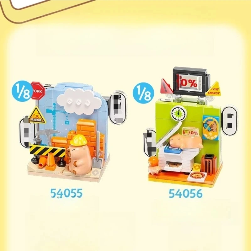 셈보 만화 카피바라 블록 창의적 퍼즐 트렌디 카피바라 업무 기록 직장 DIY 조립 모델 장식품 장난감