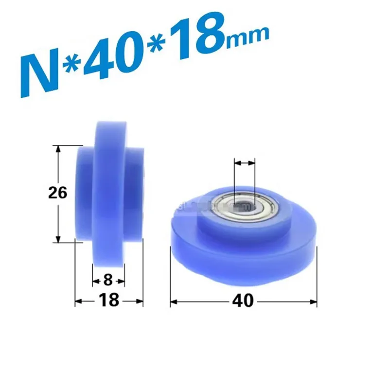 1pcs 6*40*18mm Outer Convex Double Bearing Pulley, Nylon Y-shaped Drawer Roller, Outer Diameter 40mm