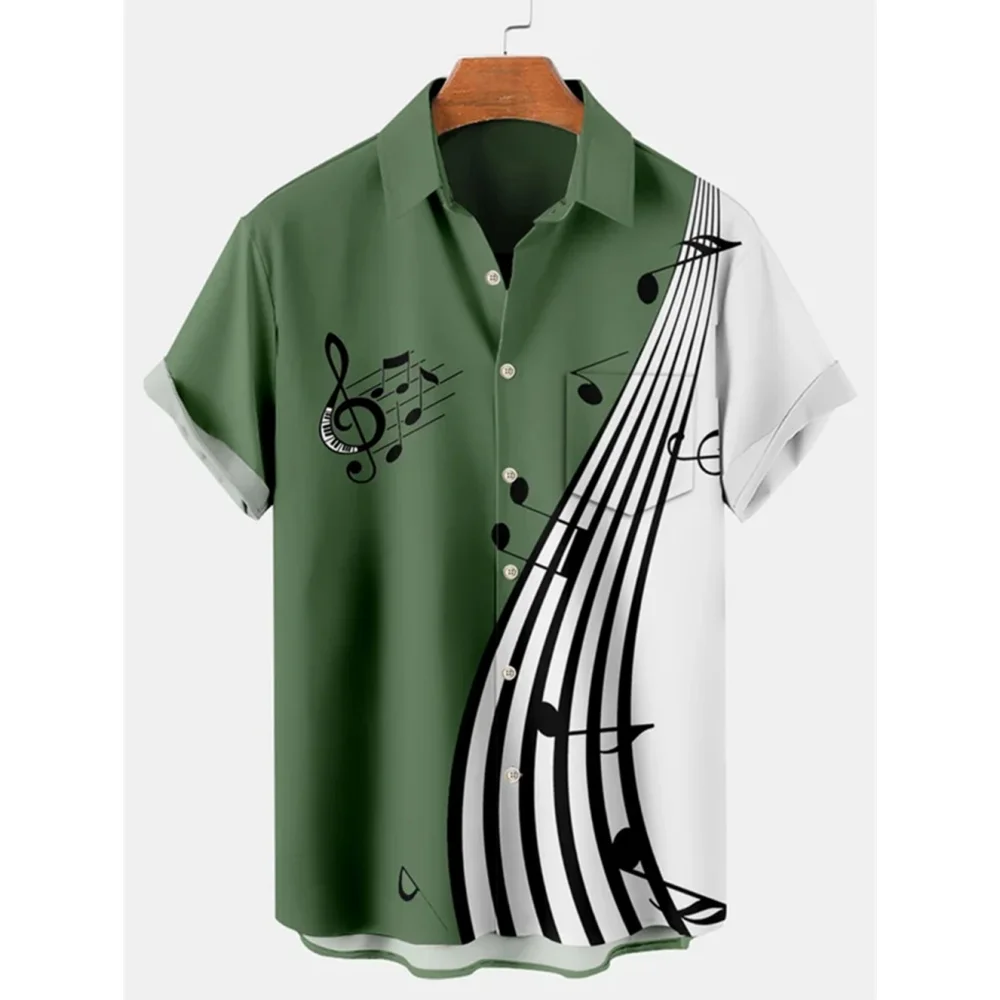 Camisa havaiana de manga curta masculina, roupa respirável solta, blusa casual, moda verão