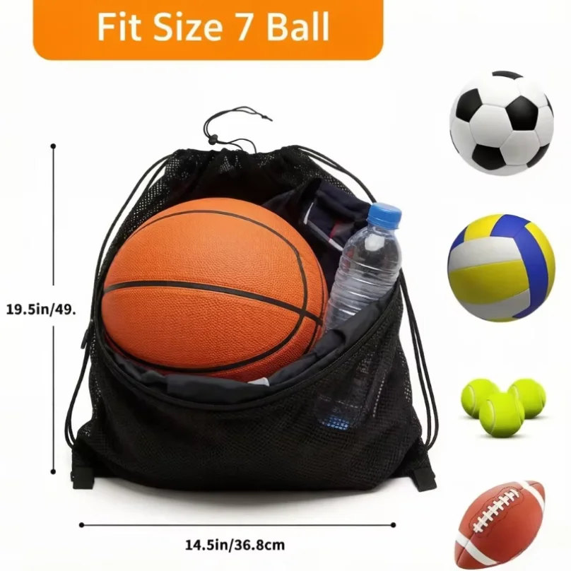 Drawstring Gym Bag - 1Pc バスケットボールバックパックダイヤモンドメッシュ巾着スポーツバッグ大容量サッカーバレーボール屋外ジムトレーニング用