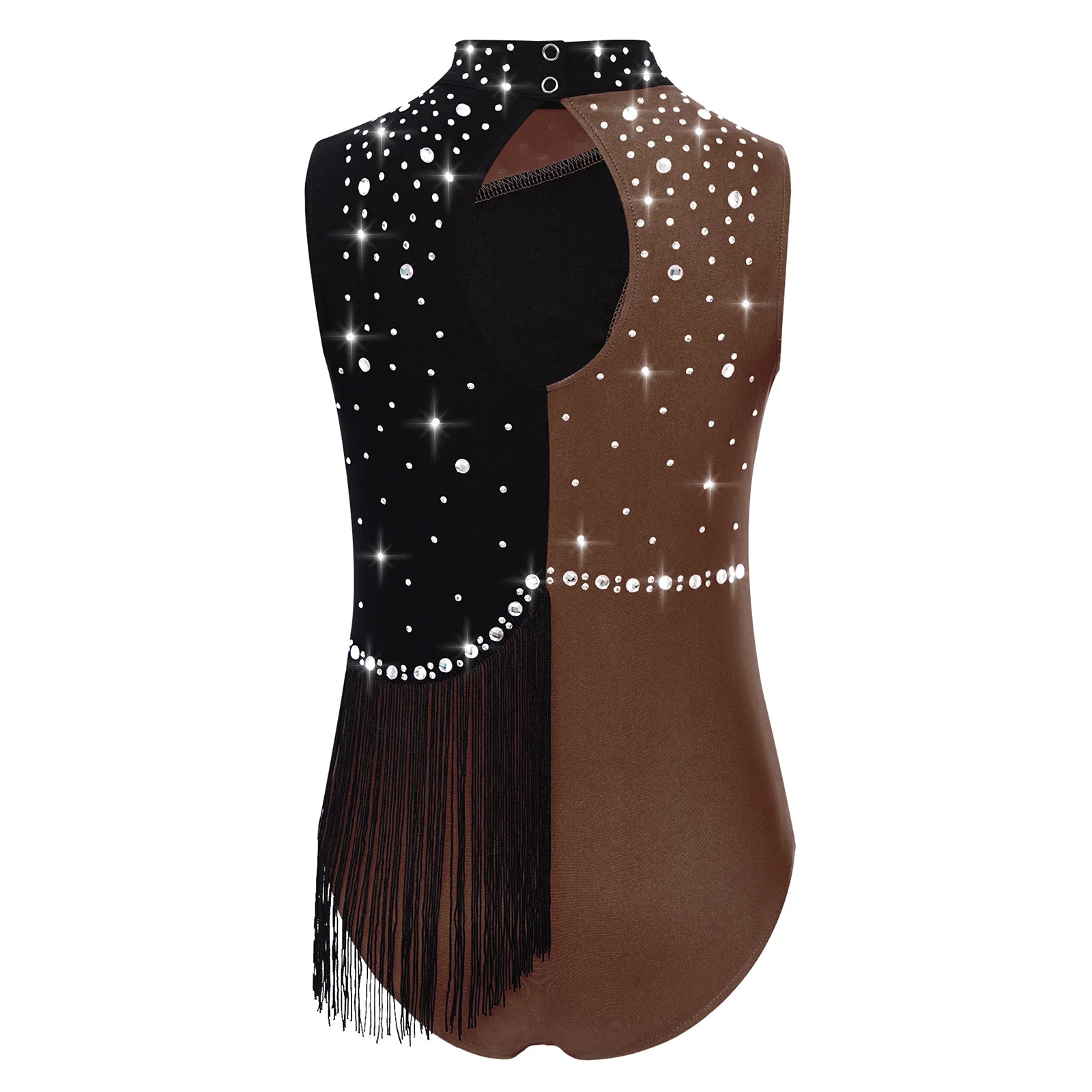 Body da ginnastica ritmica per bambini Body color block Abbigliamento da ballo Ragazze Strass Tute da pattinaggio di figura Bambini Nappe Body
