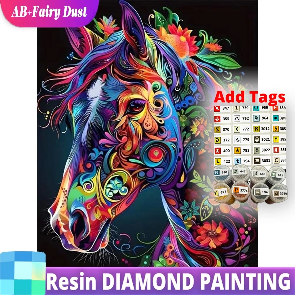 

Смола AB Фея Пыль 5D DIY Алмазная Мозаика Лошадь Животное Полный Квадратный Круглый Алмазная Картина Цветок Новое Прибытие Вышивка Детский Gi