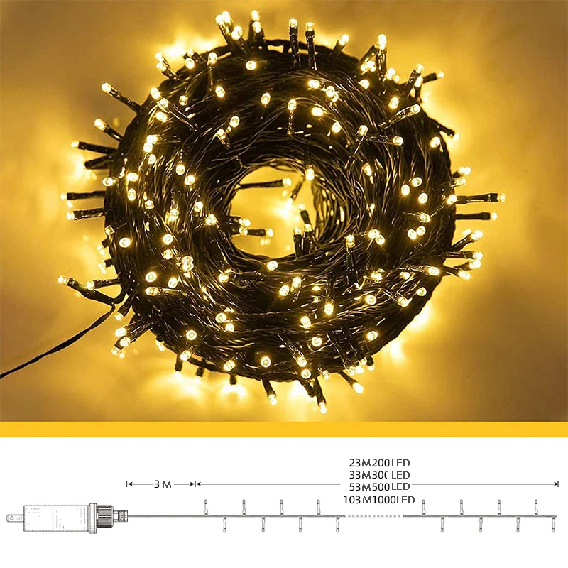 Waterproof Anti-fog LED String Lights AC220V-240V Twinkle Fairy Lamps Indoor Outdoor Garland Party Holiday Christmas Decoration