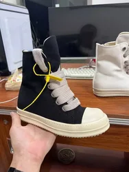 Dekherw preto lona sapatos casuais jumbo rendas até homens de alta qualidade formadores luxo zíper ro designer apartamentos tênis mulher mais tamanho