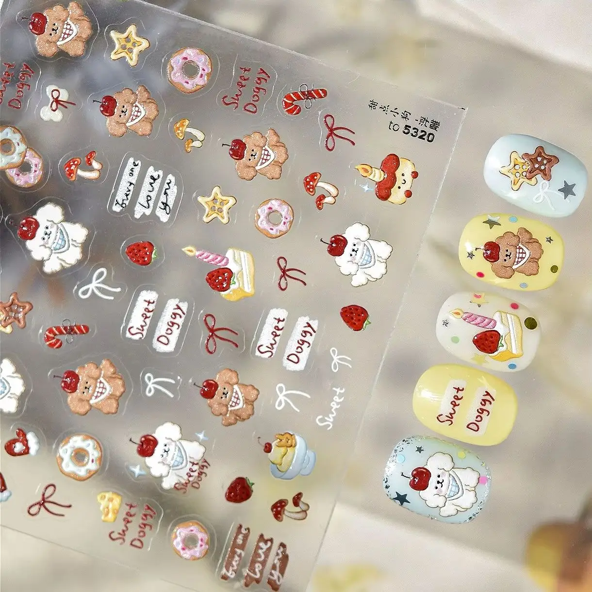 

Cute Dog Donut Cake Cookies Mushroom Cherry Bread Ginkgo Maple Leaves Bowknot Snowflakes Autumn Pumpkin Nail Art Stickers Decals