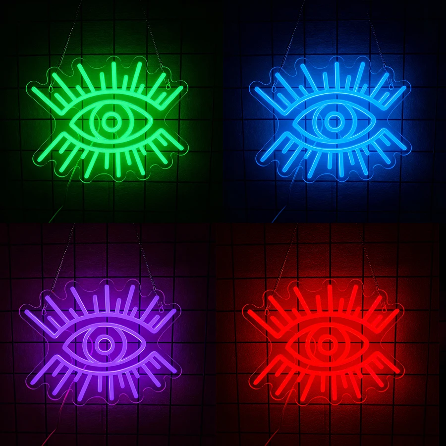 Multi-Color Evil Eye Neon Sign For Wall Decor,Led Neon Light For Bedroom,Karaoke,Bar,Restaurant,Cafe,Salon,Game Room,USB Powered