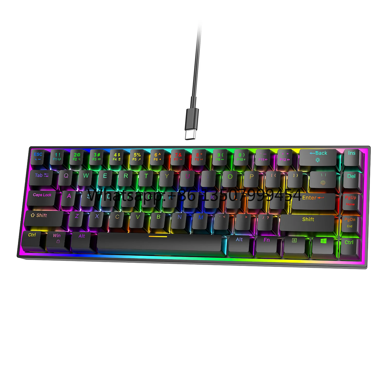 Ultra-Compact 65 Percent Hot-Swappable Gaming Keyboards Backlit Ergonomic 68 Keys Mechanical Keyboards for Laptop Computer