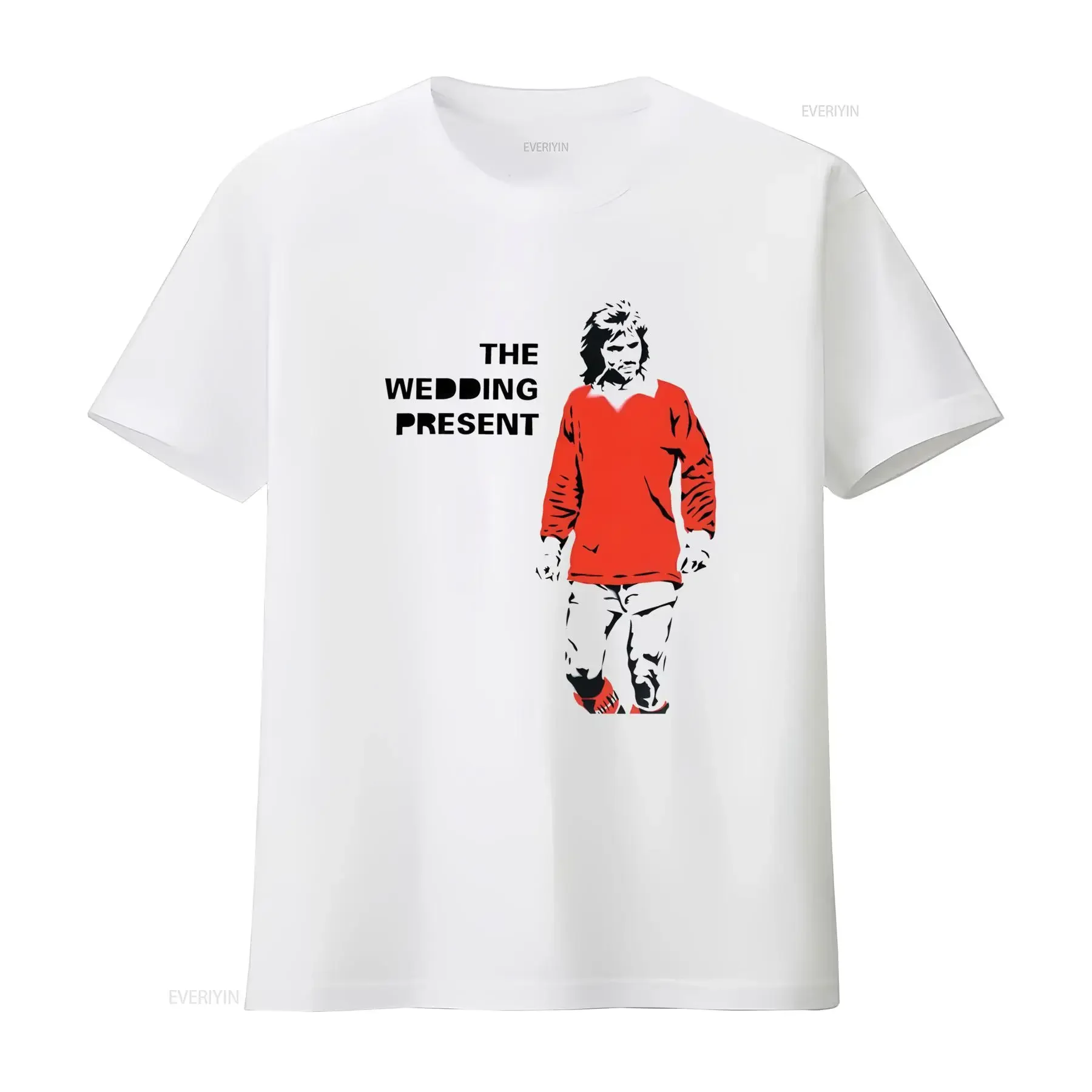 Men'S The Wedding Present Jangle George Best Hangover Cult Movie T Shirt with Red Retro 80s Pop Art Design Casual Round