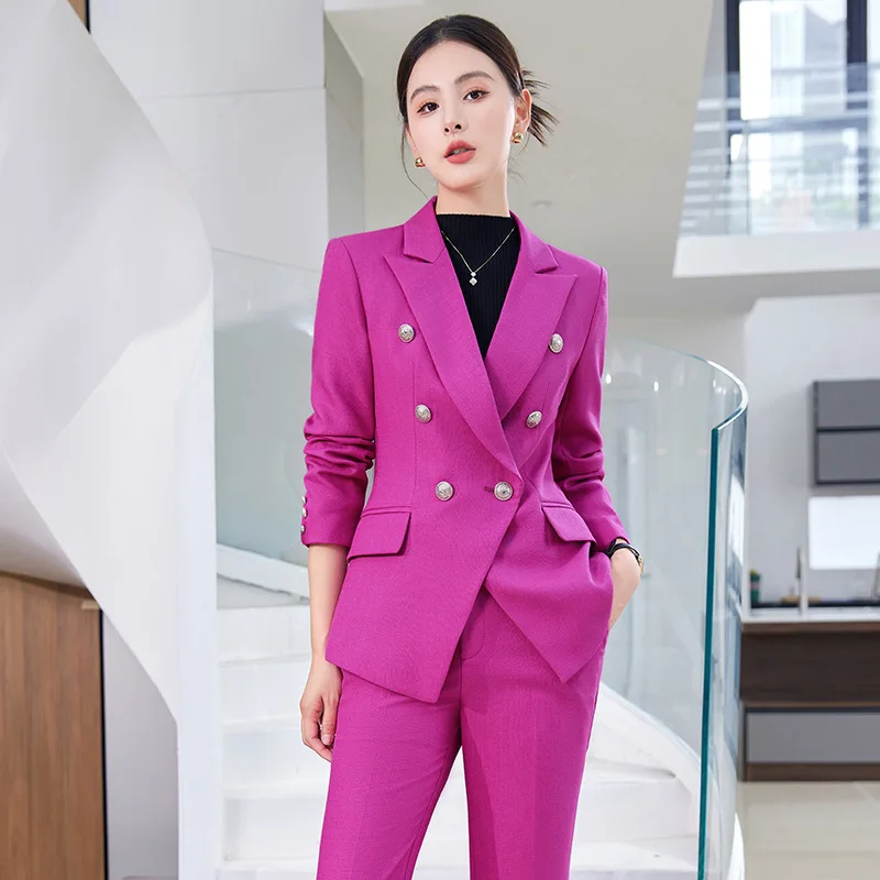 

High Quality Fabric Formal Business Suits Pantsuits for Women Office Work Wear OL Styles Blazers Professional Trousers Set