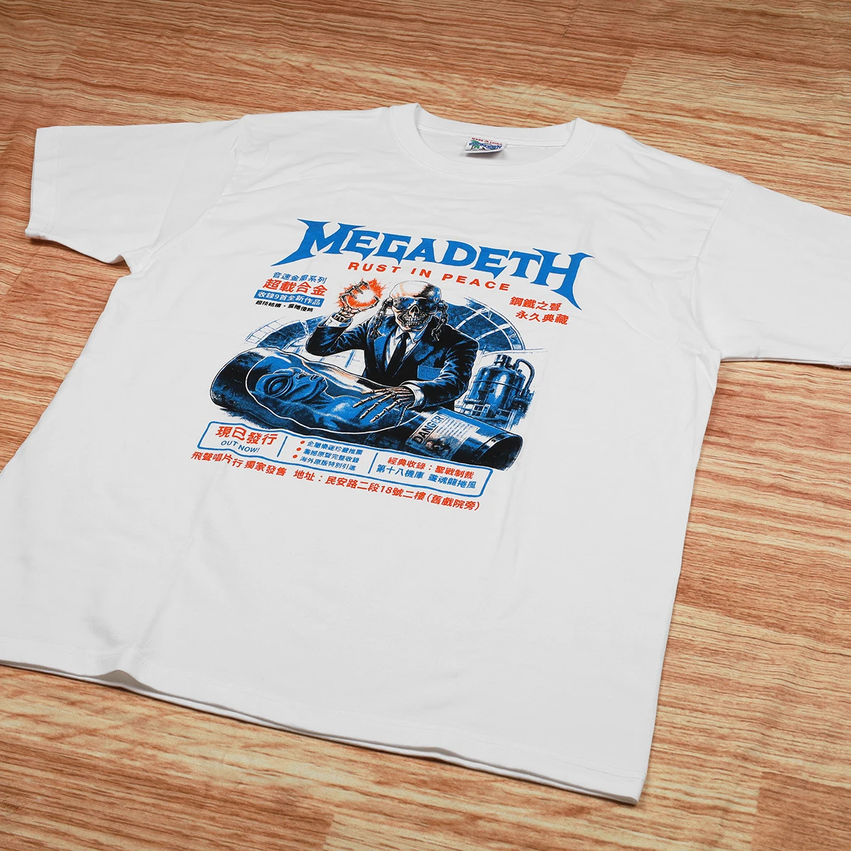 Megadeth T-Shirt 90s Retro Chinese Design Vintage Screen Print Graphic Heavy Metal Band Music VTG Short Cotton Men's  Shirts