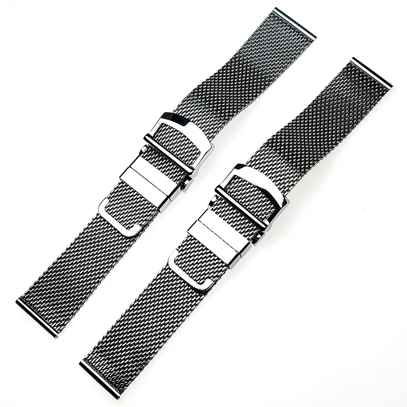 20mm 22mm Mesh Milanese Watch Band for Omega for Seamaster 007 Men Bracelet Stainless Steel Strap for IWC Pilot Folding Buckle