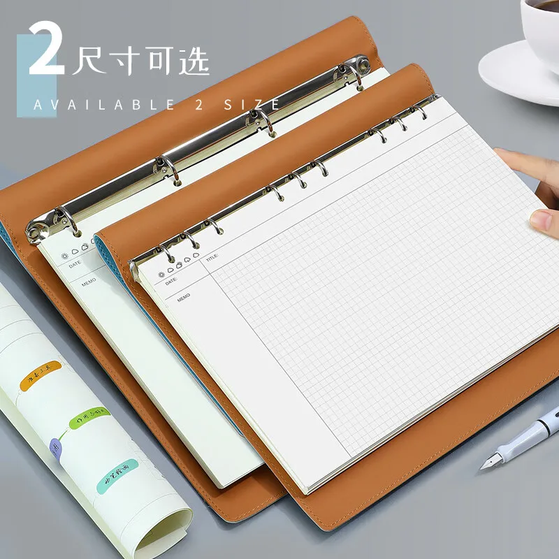 MindMap Notebook A4 cornell notebook large binder Soft leather mesh Scroll up Removable Journal Notebook Coil cornell notes