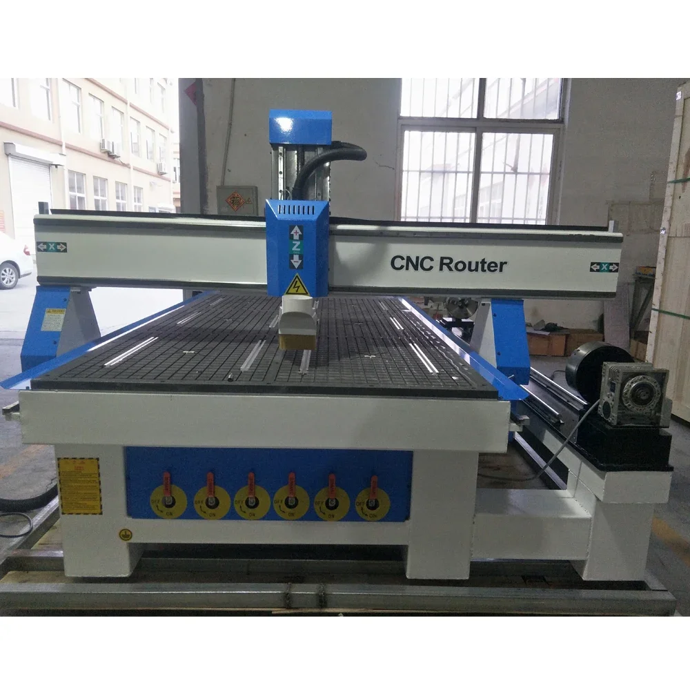 Wood 4 Axis Cnc Router Machine 1325BR with double chuck rotary device for Aluminum Windows 3d cnc milling machine Mach3 4 axis