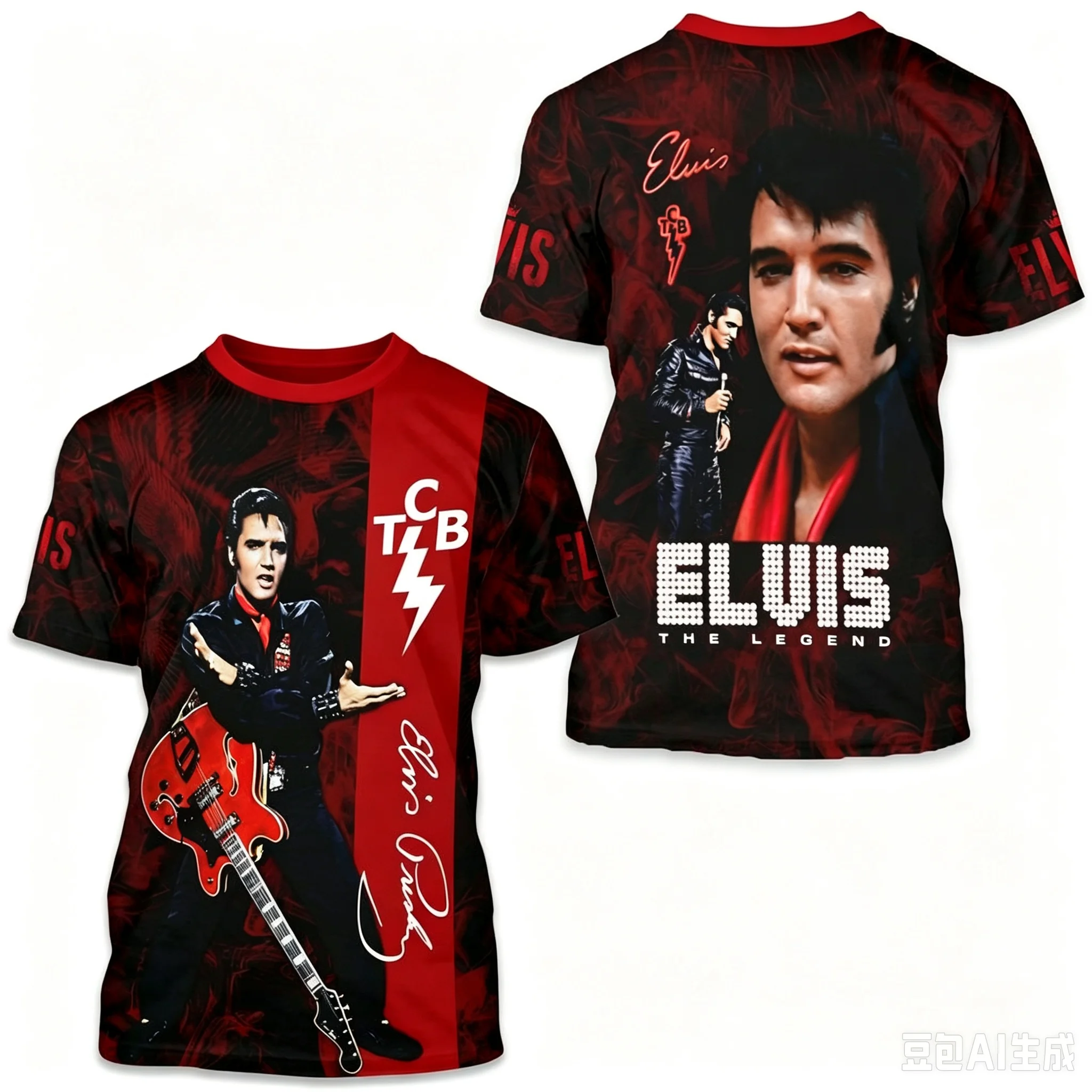 T-shirt décontracté pour hommes, modèle 3D commémoratif pour les fans d'Elvis Presley, la nouvelle superstar du rock, style européen et américain, assorti pour toute la famille