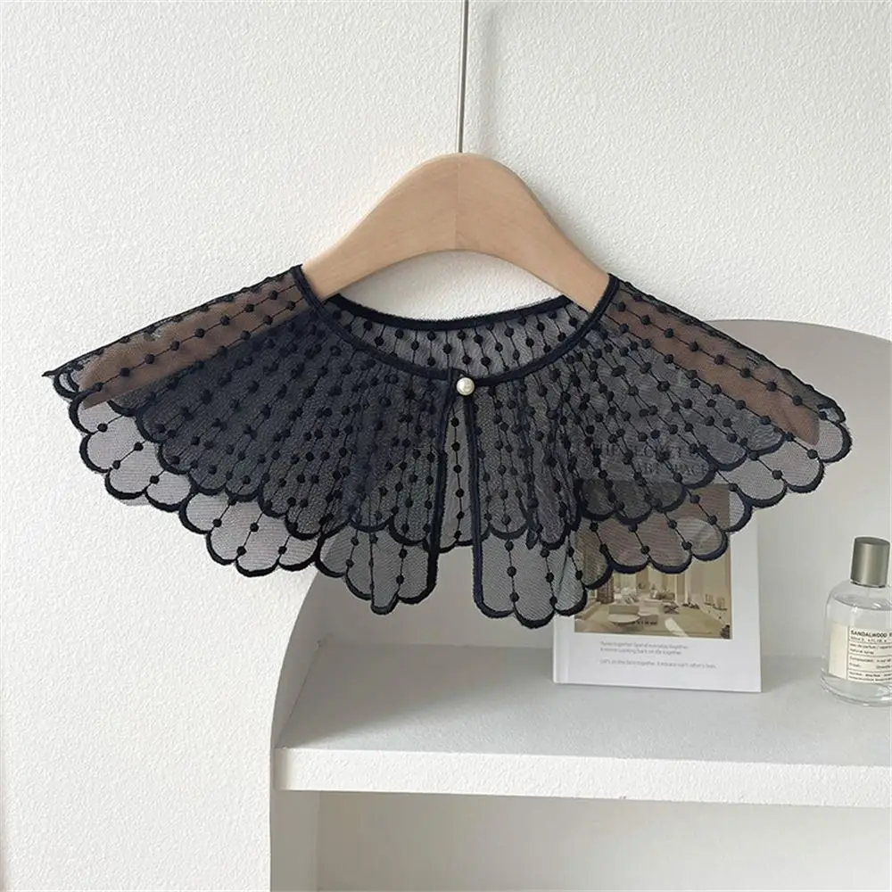 Fake Collar Blouse Detachable Collar For Women Clothes Accessories Fashion Ladies Shirt Collar Pearls Lace Embroidered Shawl