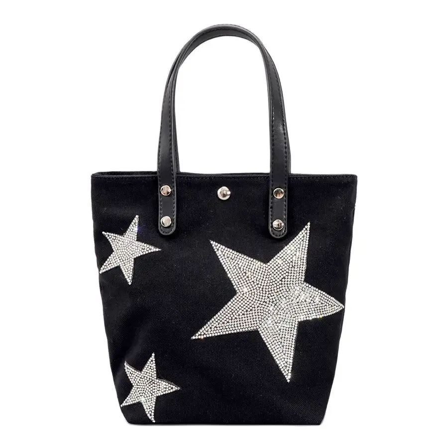 

2022 Top Quality Women Printed Diamond Star Shoulder Bags Large Size Denim Handbags Vintage Style Women Totes 3 Colors