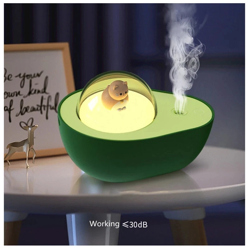 

Avocado Humidifier USB Wireless Air Humidifier Ultrasonic Essential Oil Sprayer Home Portable Atomizer with LED Night Light