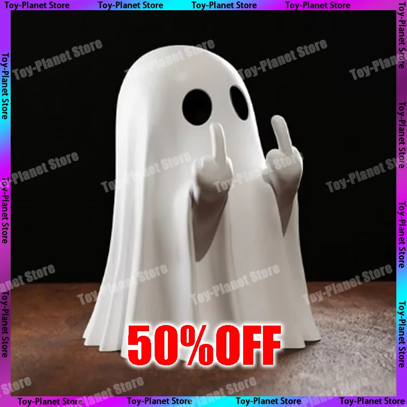 【Half Price】Halloween Cute White Ghost Middle Finger Cute Ghost Statue Halloween Home Decorations Decoration Custom Gifts Toy