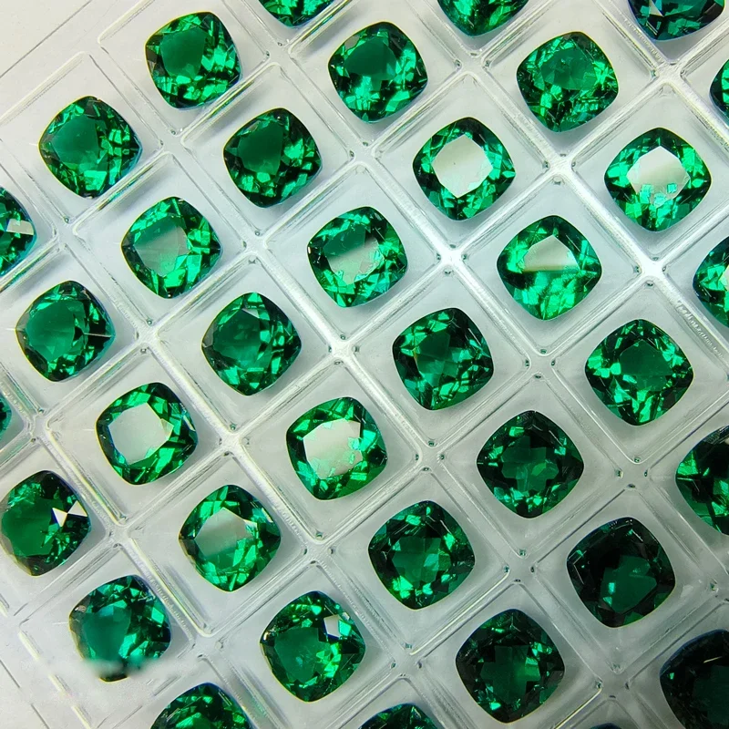 Lab Grown Zambian Emeralds Hydrothermal Hand Cutting Selectable AGL Certificate Multiple Shapes with Cracks Inclusions Inside