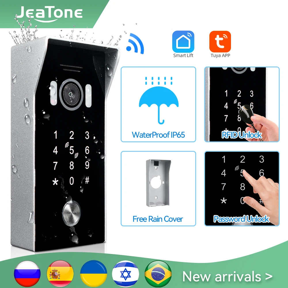 Jeatone Tuya Smart WiFi Video Doorbell  home video intercom wired no need battery Door phone Intercom with Camera and Code