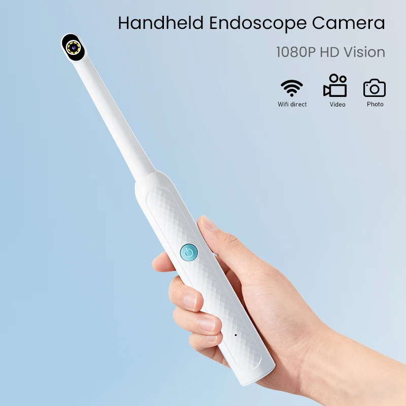 WIFI Endoscope Handheld Wireless Inspection Borescope HD1080P Digital Camera with 8LED USB-C Charging for Android Phones/iOS