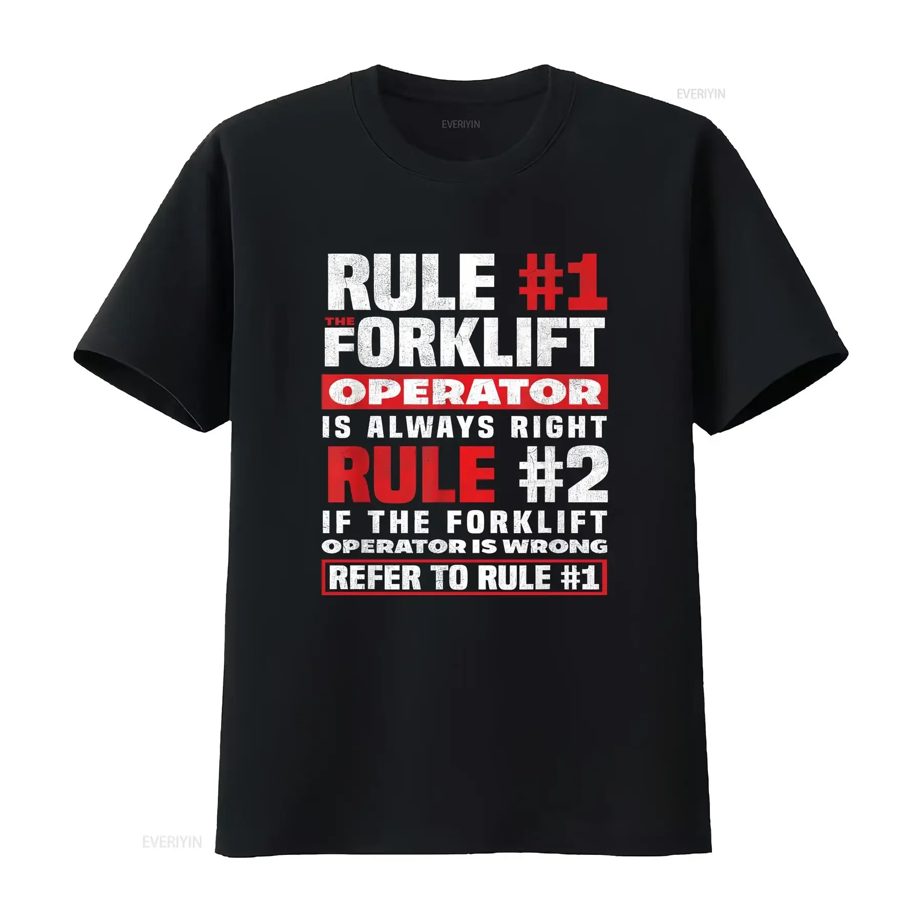 Rule 1 Forklift Operator Always Right 2 T Shirt  vintage Washed Stylish designer clothes Top For Everyday Wear Breathable