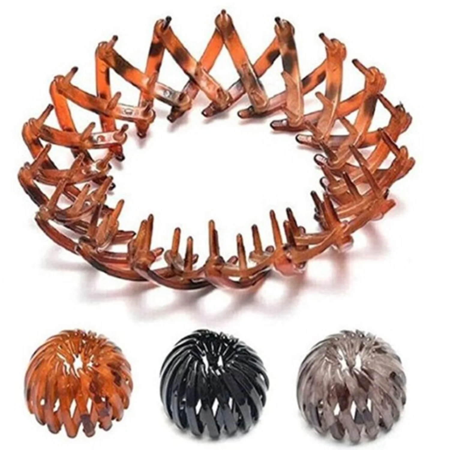 คลิปห่วงผมเรขาคณิตวินเทจ - ที่ใส่ผมหางม้าแบบขยายได้, การออกแบบรังนก - เครื่องทําโดนัทผมและเครื่องมือจัดแต่งทรงผมสําหรับผู้หญิง