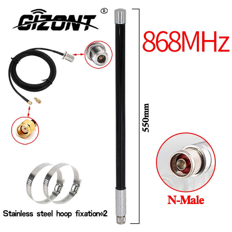 Fiberglass Outdoor LoRa Antenna, Helium Bobcat Miner, Hotspot Antennas for Lorawan Long Range Cable RP SMA Male, 868 MHz