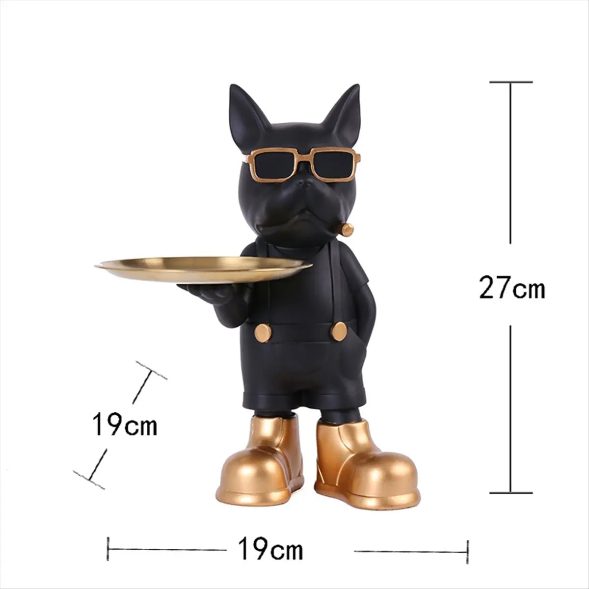 N14R Top Desk Keys Holder Tray Bulldog Statue Table Tray Ornament Storage Key Holder Desk Decoration for Home D