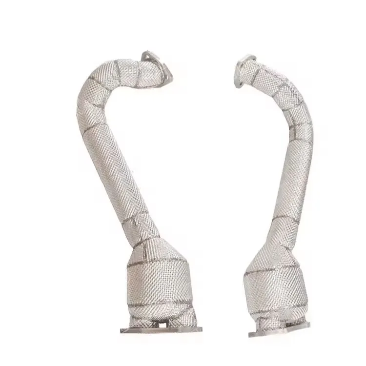 Xinaote สแตนเลสหนี Tubo หนี Coche Exhaust Downpipe พร้อมแผ่นป้องกันความร้อนสําหรับ Porsche 718 GT4 4.0L