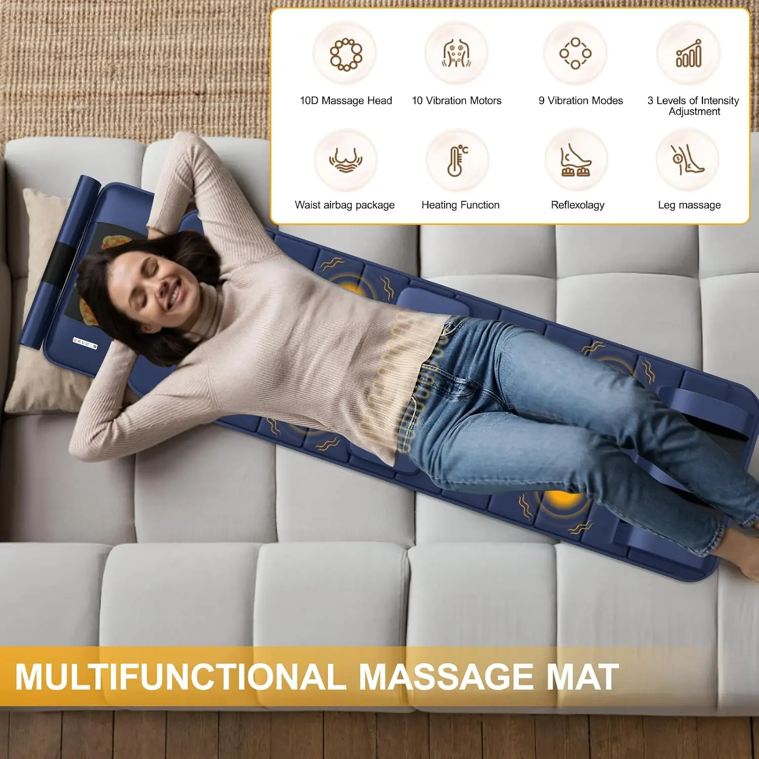 Full Body Heating Pad Vibrating Motors Neck Foot Leg Massager Home Office