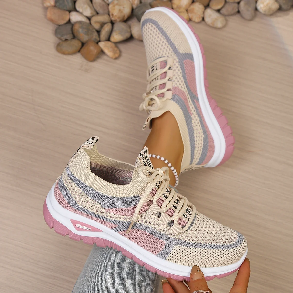 Damenschuhe Sommer 2026 Lässige Sneaker Neuer Stil Zweifarbige Einzelschuhe, Vielseitige, Lässige und Modische Arbeitsschuhe – Detail 7