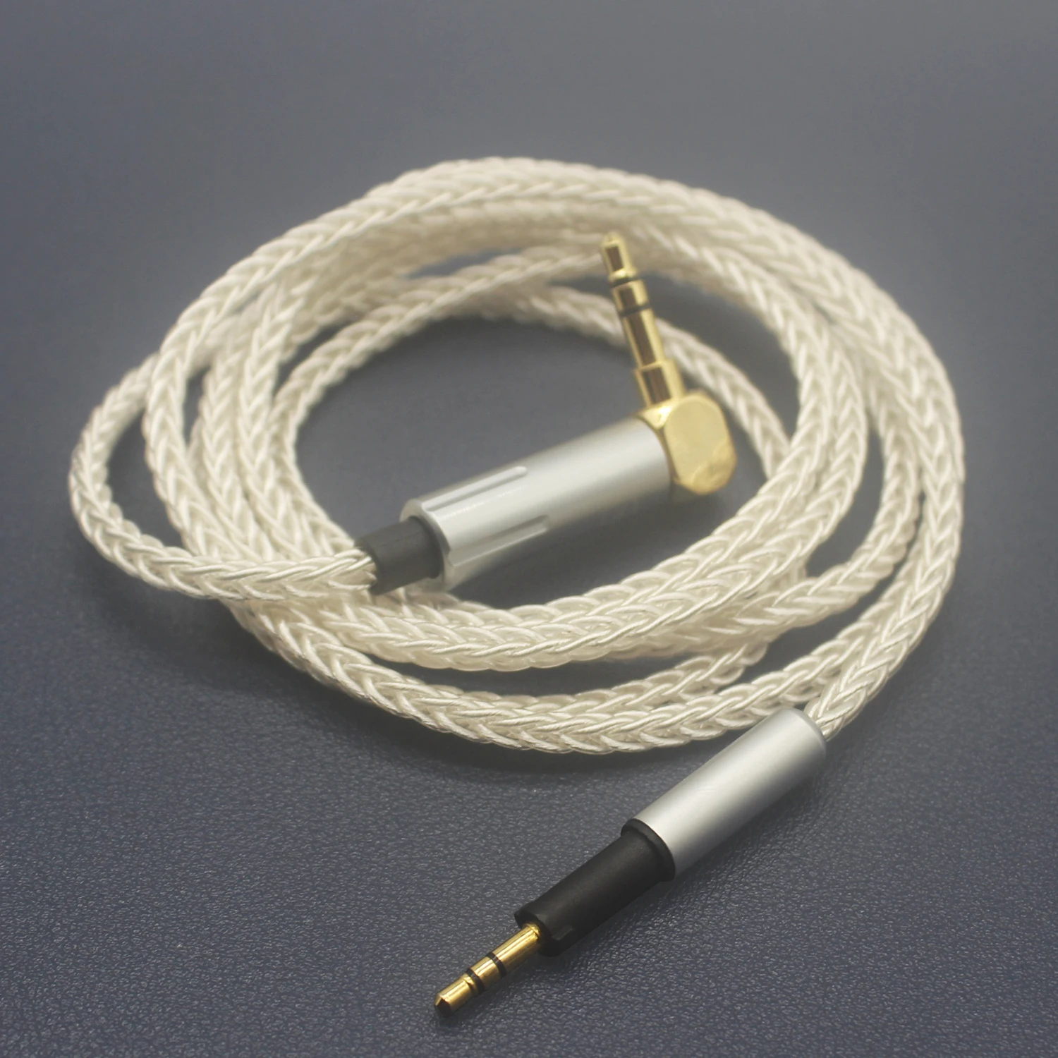 Youkamoo 3,5mm rechtwinklig 8-adriges versilbertes geflochtenes Ersatz kabel kompatibel für akg k450 k451 k452 q460 k480 Kopfhörer