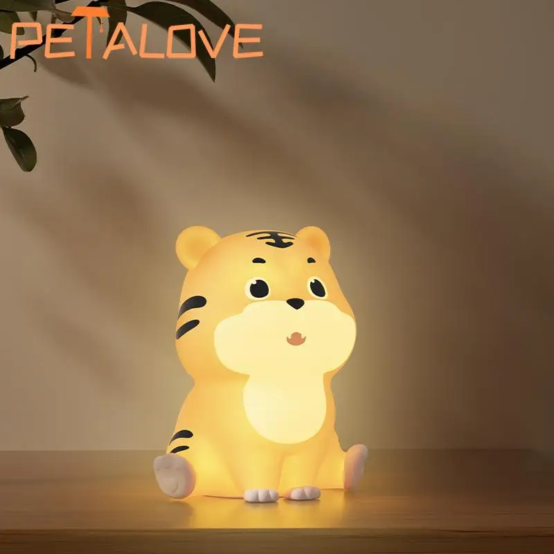 Cartoon Tiger Nachtlicht Schützen Augen Warme Lampe Schlaf Begleiter Schöne Spielzeug Puppe Beliebte Silikon Lampen Heißer Verkauf Licht