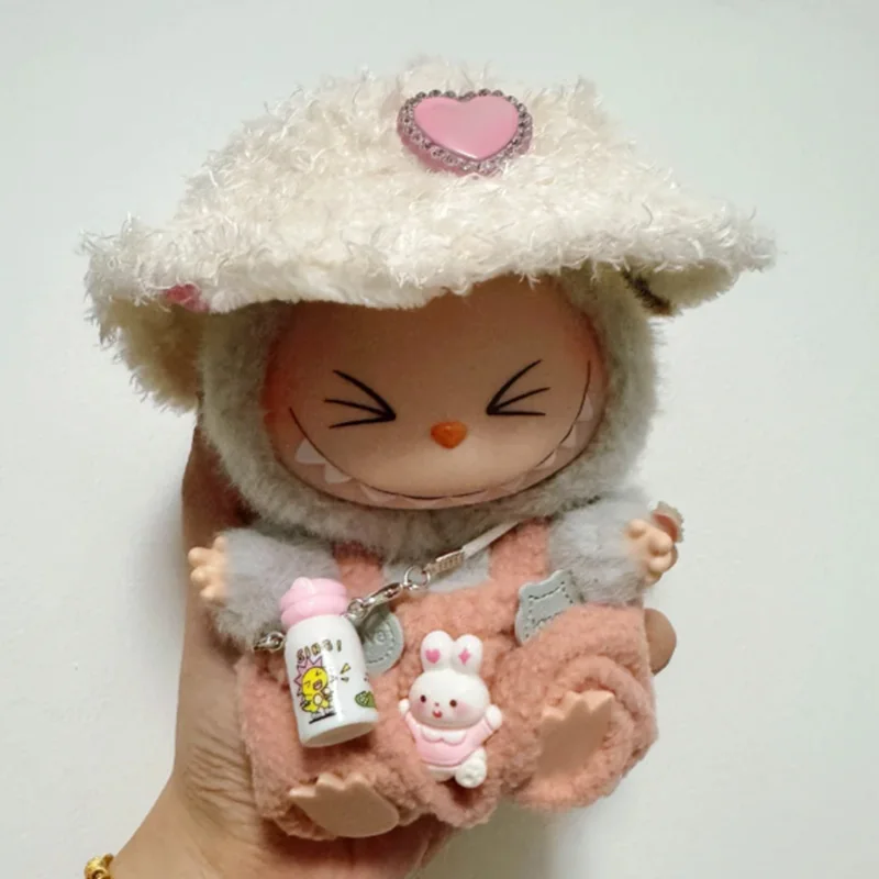 17cm Cute Mini Plush Dolls Clothes Outfit Accessories For Labubu Dolls Princess Jumpsuit Hat Set Clothing DIY Dolls Clothes Gift