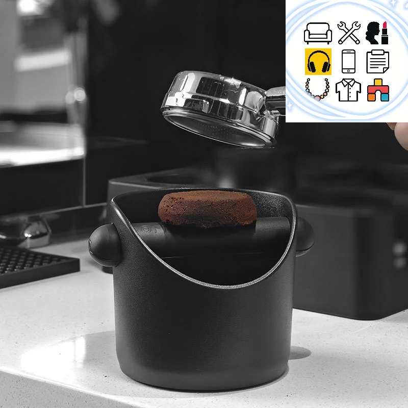 Shock-Absorbent Coffee Knock Box Anti-slip Espresso Dump Bin For Coffee Grounds With Removable Knock Bar Coffee Grind Waste Bin