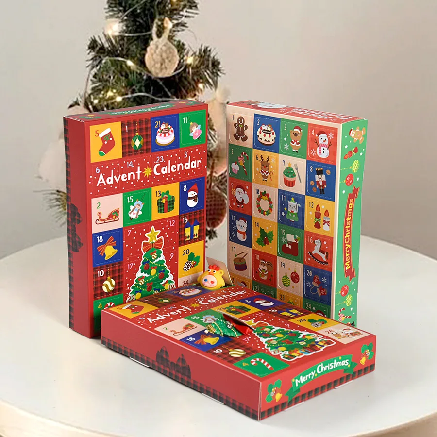 Christmas calendar empty box, can fill 24 grid Christmas countdown time and space boxes, party gift supplies, 1-5 pieces
