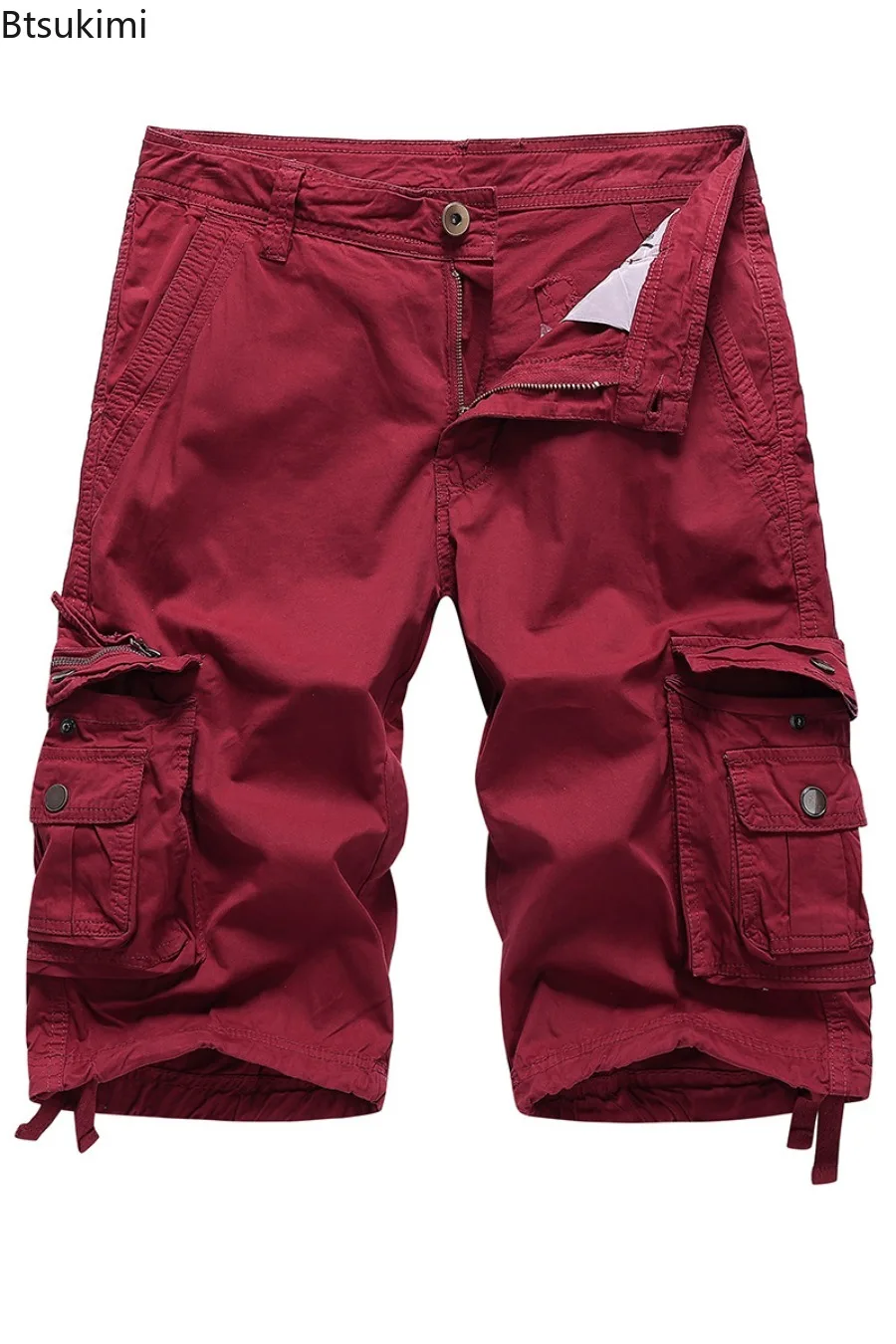 2025 Summer Men's Cargo Shorts Casual Streetwear Homme Shorts Loose Solid Multiple Pocket Man Cotton Cargo Pants Plus Size 30-48