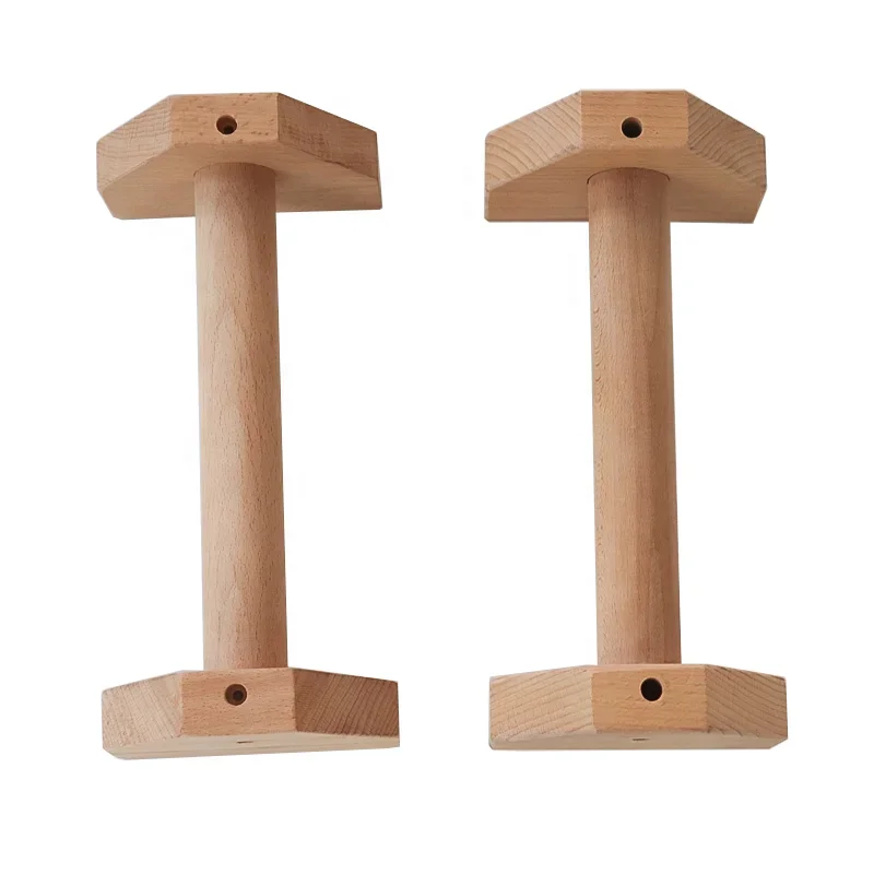 1 Pair Wooden  I-shaped Push-up Bar Stands Gym Push Ups Rack Board Fitness Exercise Body Building Training Handstand Parallel