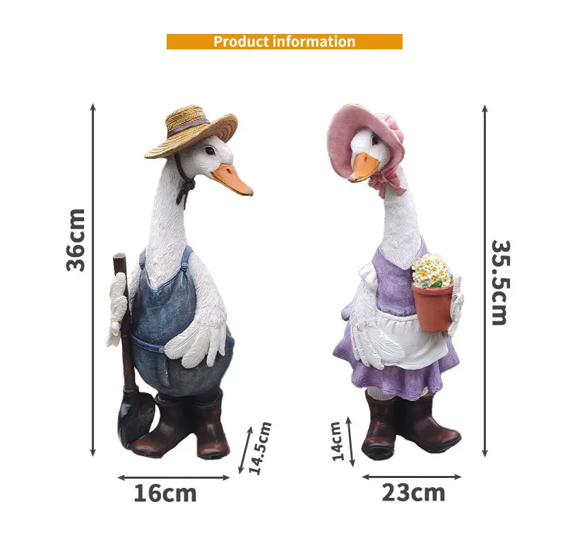 Resin Duck Couple Garden Ornaments Decoration Art Handicraft Craft Birthday Gifts Home Porch TV Cabinet Desktop Decoration